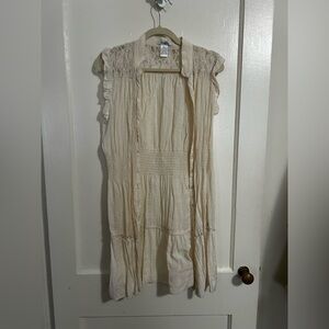 Pinky Cream Lace-Trimmed Sleeveless Vest